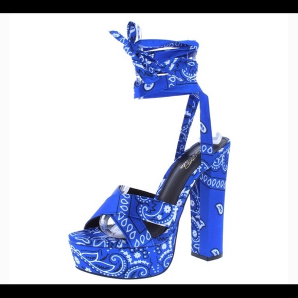 Shoes | Bandana Royal Blue Heels | Poshmark